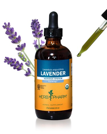 Herb Pharm Certified Organic Lavender Flower Liquid Extract for Calming Nervous System Support - 4 Ounce