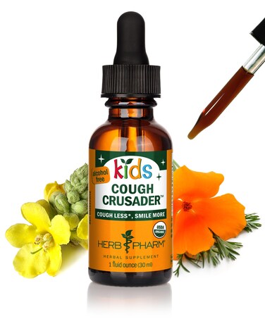 Herb Pharm Kids Certified-Organic Alcohol-Free Cough Crusader Liquid Herbal Formula, Wild Cherry, 1 Fl Oz