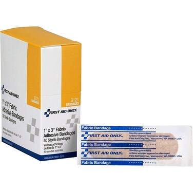 First Aid Only G121: 1"X3" Fabric Bandages, 50/Box