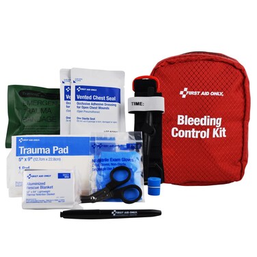 First Aid Only 91513 Right Response Bleeding Control Kit for Limb &amp; Chest Wounds, 15 Pieces