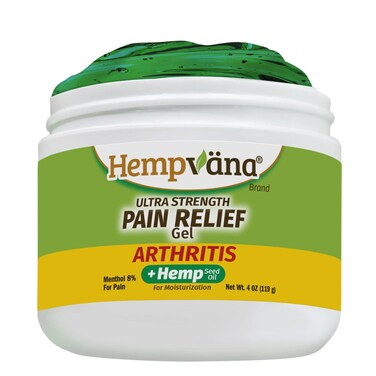 Hempvana Arthritis Pain Relief Gel, Ultra-Strength for Arthritis in Muscles &amp; Joints. Enriched with Hemp Seed Oil, AS-SEEN-ON-TV. Non-Greasy. Targeted Long-Lasting Arthritis Relief. Works Fast, 4 Oz.