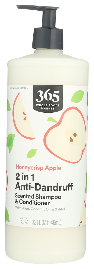 365 by Whole Foods Market, 2-in-1 Anti-Dandruff Shampoo &amp; Conditioner, Honeycrisp Apple Scent with Aloe, Coconut Oil &amp; Xylitol, 32 Fl Oz
