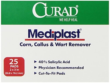 Curad - CUR01496 Mediplast (25 Pads) Corn, Callus, &amp; Wart Remover, 40% Salicylic Acid Pads for topical removal of corns, callus, or plantar warts