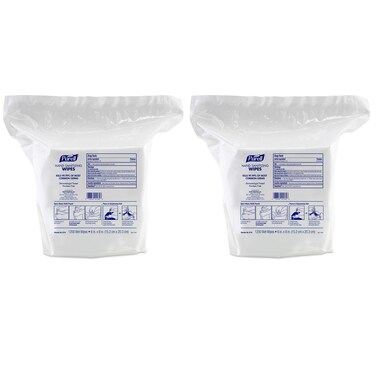 Purell Hand Sanitizing Wipes, Alcohol Free Formula, 1200 Count Wipes Refill for Purell High Capacity Wall and Floor Stand Wipes Dispenser (Pack of 2) - 9118-02
