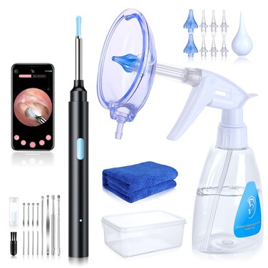 2 in 1 Ear Wax Removal Tool kit,Ear Cleaner Kit,Ear Flushing Kit for Adults Ear Cleaning Kit,Ear Irrigation Kit Ear Cleaner with Camera