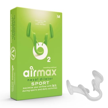 Airmax Sport Nasal Dilator - Breathing aids for Working Out - Medium - Vacation Essentials - Fitness, Running, Pilates - Gym Equipment - Transparent - One-Pack