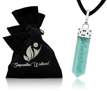 Amazonite Healing Crystal Necklace - Soothe Anxiety &amp; Stress. Brings Peace, Clarity &amp; Communication
