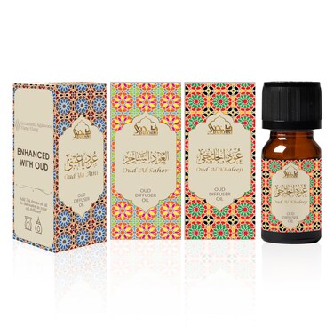 Arabic Oudh Diffuser Oil Set, Essential Oils by Dukhni   3 x 10ml Oud Oil Gift Set for Diffuser &amp; humidifier   100% Pure Halal Oils   Relax with Home Aromatherapy, for Relaxation &amp; Massage
