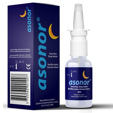 Asonor Snoring Nasal Spray - Fast Snore Stopper Drops for Better Sleep, Natural Breathing Relief - Helps Open The Throat &amp; Air Passage While Sleeping - No Pain, Natural Anti Snoring Solution - 30ml