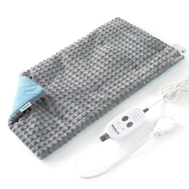 Bedsure Back Heating Pad for Neck and Shoulders, Weighted Heated Pad with Vibration, FSA HSA Eligible, Mother's Day Gifts for Women Men Moms, 3 Heating Levels &amp; 3 Massage Modes, 5lbs 12" x 24", Grey