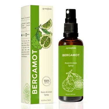 Bergamot Room, Linen &amp; Pillow Spray by Aromafume   100ml/3.38 fl oz   with Pure Bergamot Essential Oil   Aromatherapy Spray for Relaxation, Sleep &amp; Stress Relief   Mist for Bedding, Fabric