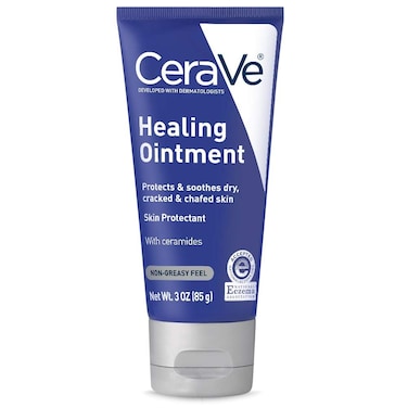 CeraVe Healing Ointment, Hydrating Skin Protectant With Petrolatum, Hyaluronic Acid &amp; Ceramides, Face &amp; Body Skin Barrier Repair For Cracked, Chafed, Dry Skin, Fragrance Free &amp; Lanolin Free, 3 Oz
