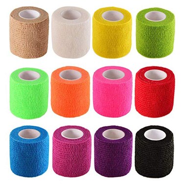 Chiyuehe Self-Adhesive Elastic Wrap Bandage Tape(2 Inches x 5 Yards, Pack of 12) (Assorted Color)