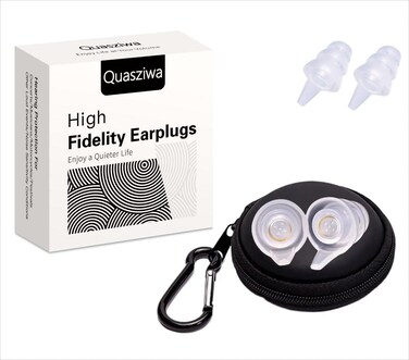 Concert Ear Plugs for Noise Reduction - Hearing Protection for Motorcycles, Musicians, Music Festivals, Work Ultra Comfortable 25dB Noise Cancelling Reusable High Fidelity Earplugs, Clear