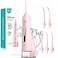 COSLUS Water Dental Flosser Teeth Pick: Portable Cordless Oral Irrigator 300ML Rechargeable Travel Irrigation Cleaner IPX7 Waterproof Electric Flossing Machine for Teeth Cleaning C20(F5020E) Pink