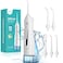 COSLUS Water Dental Flosser Teeth Pick: Portable Cordless Oral Irrigator 300ML Rechargeable Travel Irrigation Cleaner IPX7 Waterproof Electric Flossing Machine for Teeth Cleaning C20(F5020E) White