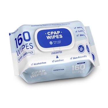 CPAP Mask Wipes, 160 Count Super Jumbo Pack, FSA/HSA Eligible, Extra Large &amp; Moist, Unscented, Lint Free, Alcohol Free, Cleansing-Safe, Cleaning Wipes for Mask, CPAP Machine &amp; Supplies, 1-Pack