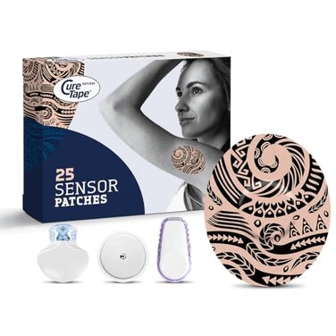 CureTape Patches - Sensor Fixing Plasters - Plasters for Freestyle Libre, Dexcom and Medtronic Guardian Sensors - Sensor Patch - Unique Variants (Tattoo)