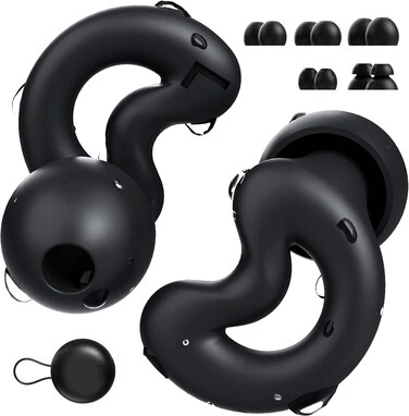 Ear Plugs for Sleeping Noise Cancelling Up to NRR49dB-Ultra Soft, Reusable Silicone Earplugs for Sleep Snoring Blocking, Side Sleepers-10 Ear Tips in XS/S/M/L/Double Layer- Cool Black