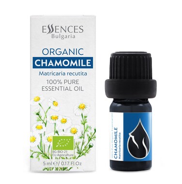 Essences Bulgaria Organic Chamomile Essential Oil - Blue 1/6 Fl Oz   5ml   Matricaria recutita   100% Pure and Natural   Undiluted   Therapeutic Grade   Family Owned Farm   Steam-Distilled   Non-GMO