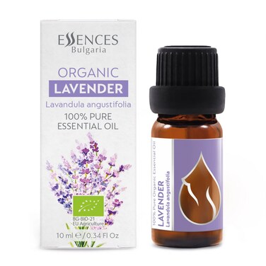 Essences Bulgaria Organic Lavender Essential Oil 1/3 Fl Oz   10ml   Lavandula angustifolia   100% Pure and Natural   Undiluted   Therapeutic Grade   Family Owned Farm   Steam-Distilled   Non-GMO