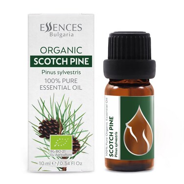 Essences Bulgaria Organic Scotch Pine Essential Oil 1/3 Fl Oz   10ml   Pinus Sylvestris   100% Pure and Natural   Undiluted   Therapeutic Grade   Family Owned Farm   Steam-Distilled   Non-GMO   Vegan