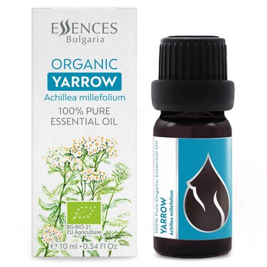 Essences Bulgaria Organic Yarrow Essential Oil 1/3 Fl Oz   10ml   Achillea millefolium   100% Pure and Natural   Undiluted   Therapeutic Grade   Family Owned Farm   Steam-Distilled   Non-GMO   Vegan