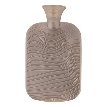 Fashy Double Ribbed Wave Pattern in Mother of Pearl Colour Taupe Hot Water Bottle, 2.0 Litre