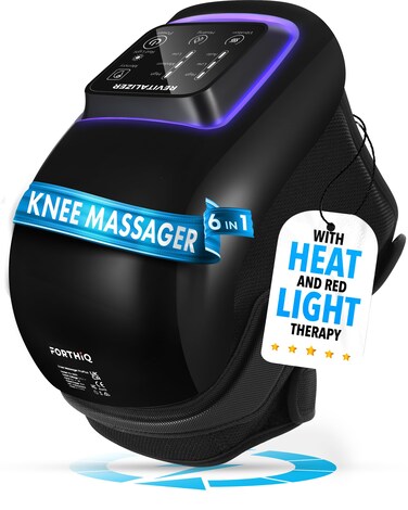 FORTHiQ Knee Massager Pro+ with Heat, Red Light and Vibration, 6-in-1, Dual-Wavelength - Cordless, Portable, Adjustable Straps, Easy to Use, Saves your Settings, FSA or HSA Eligible
