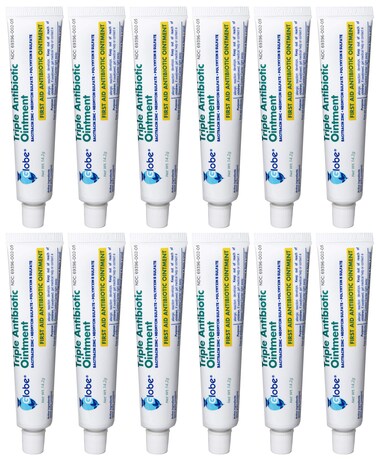 Globe (12 Pack) Triple Antibiotic First Aid Ointment 1 oz, First Aid Antibiotic Ointment, 24-Hour Infection Protection, Wound Care Treatment for Minor Scrapes, Burns and Cuts