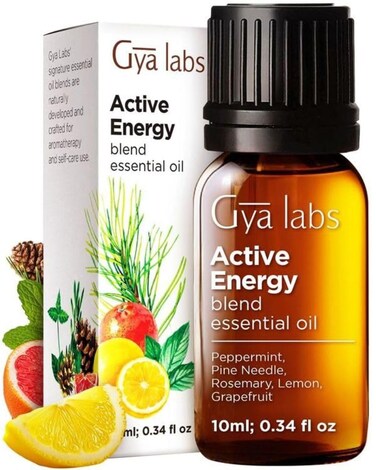 Gya Labs Active Energy Essential Oil Blend for Diffuser - 100% Pure Natural Energy Aromatherapy Oils - Rejuvenating &amp; Refreshing (0.34 Fl Oz)
