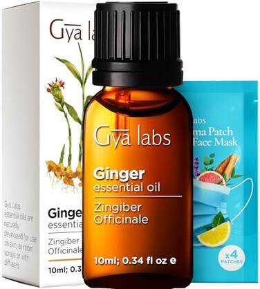 Gya Labs Ginger Essential Oil - 0.34 Fl Oz - Ginger Oil for Massage, Diffuser, Hair, Skin, Body &amp; Candle Making - Warming &amp; Spicy Scent