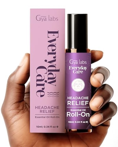 Gya Labs Headache Relief Essential Oil Roll On - Portable Soothing Comfort for Your Head - Blend with Spearmint, Rosemary &amp; Eucalyptus, Natural Aromatherapy, Alcohol Free (0.34 Fl Oz)