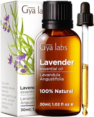 Gya Labs Lavender Essential Oil for Diffuser - 100% Pure Natural Lavender Oil for Skin, Hair, Massage, Candle Making &amp; Aromatherapy (1.02 Fl Oz)