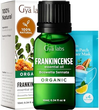 Gya Labs Organic Frankincense Essential Oil for Skin - 100% Pure Natural Organic Frankincense Oil for Face, Body Comfort &amp; Diffuser, Natural Aromatherapy for Calming &amp; Relaxing (0.34 Fl Oz)