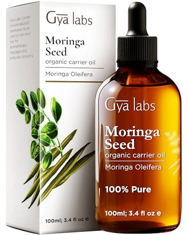 Gya Labs Organic Moringa Oil for Skin - 100% Pure Natural Moringa Carrer Oil for Hair, Face, Scalp - Nourishing &amp; Revitalizing (3.4 Fl Oz)
