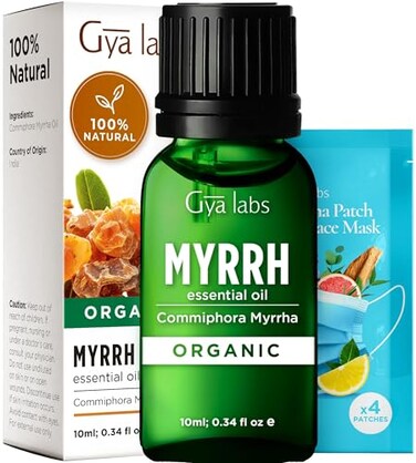 Gya Labs Organic Myrrh Essential Oil for Skin and face- 100% Pure Natural Myrrh Oils Organic for Diffuser, Hair, Candle Making &amp; Massage, Natural Aromatherapy (0.34 Fl Oz)