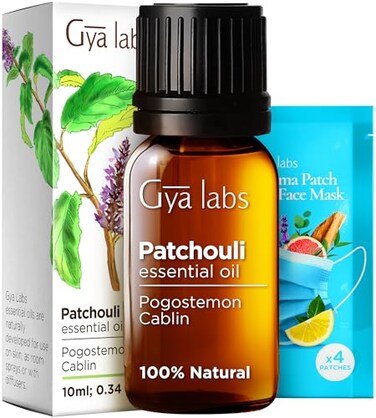 Gya Labs Patchouli Essential Oil for Skin &amp; Diffsuer - 0.34 Fl Oz - 100% Pure Natural Patchouli Oil for Aromatherapy, Body, Perfume &amp; Candle Making - Earthy &amp; Spicy Scent