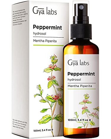 Gya Labs Peppermint Hydrosol for Skin, Hair - Peppermint Body Spray, 100% Pure Natural, Refreshing Room Spray, Pillow Mist (3.4 Fl Oz)