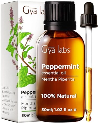 Gya Labs Peppermint Oil for Diffuser &amp; Aromatherapy - 100% Pure Natural Peppermint Mint Essential Oils for Skin, Hair, DIY, Self-Care, Candle Making - Cooling, Minty Scent (1.02 Fl Oz)