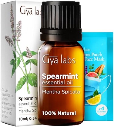 Gya Labs Spearmint Essential Oil for Diffuser &amp; Skin - 0.34 Fl Oz - 100% Pure Natural Spearmint Oil for Facial, Hair, Massage, Aromatherapy &amp; Candle Making Scent