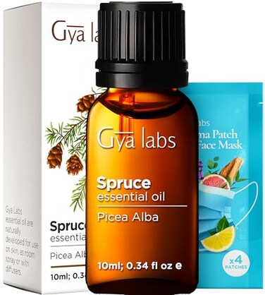 Gya Labs Spruce Essential Oil for Diffuser - 0.34 Fl Oz - 100% Pure Natural Spruce Oil for Skin, Massage, DIY &amp; Candle Making - Woody Balsamic &amp; Refreshing Scent