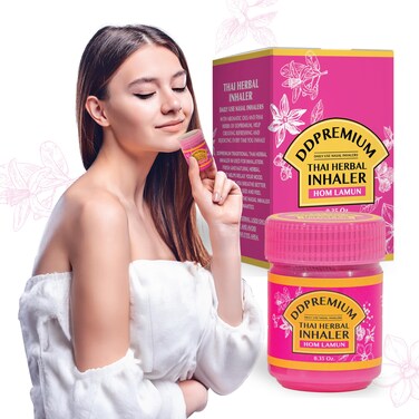 Herbal Inhaler with Menthol &amp; Essential Oil - Natural Thai Inhaler for Enhanced Breathing, Promotes Clearer Nasal Passages - Compound Herb Formula HOM LAMUN Pack of 1