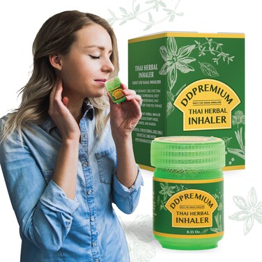 Herbal Inhaler with Menthol &amp; Essential Oil - Natural Thai Inhaler for Enhanced Breathing, Promotes Clearer Nasal Passages - Compound Herb Formula Refreshing Pack of 1
