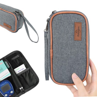 Insulin Cooler Travel Case for Diabetic Organize Medication Insulated Cooling Bag,Grey