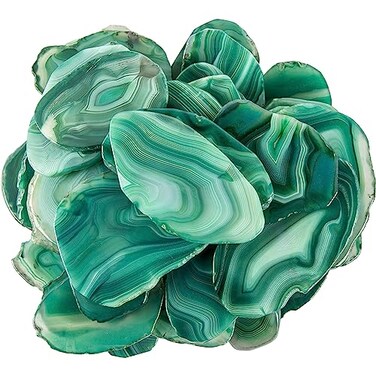 June&amp;Ann Green Agate Light Table Slices, 10 Pcs Irregular Polished Agate Slab Cards Healing Crystals Geode Stones for Home Decoration &amp; Jewelry Making