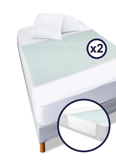 KMINA - Mattress Protector for Bed Wetting (Full Bed x2 Units), Washable, Incontinence Adults, Waterproof - Made in Europe