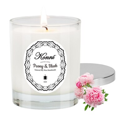 KONNI Scented Candles, One 7 oz Peony Rouge Soy Candle, Single-Wick Aromatherapy Candle with 40 Hours of Burn Time, Birthday, Valentine, Christmas, Anniversary Present