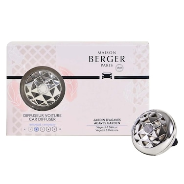 MAISON BERGER - Refillable Car Air Freshener Vent Clip Diffuser Set - 3.1 x 2 x 0.8 inches - Made in France (Joy Agave Garden)