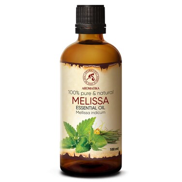 Melissa Essential Oil 3.4 Fl Oz - Melissa Indicum - Aromatherapy - Homefragrance - Pure Melissa Oil for Body Care - Diffusers - Sauna - Relaxation - Calming - Good Sleep